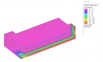 Obr. 6: Vymodelovaný detail sledovaných konstrukcí – po zateplení, pohled ze spodu