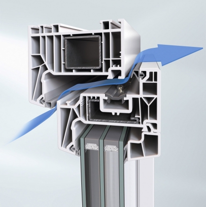 Téměř neviditelná, přibližně 6 mm široká ventilační mezera poskytuje kontinuální přívod čerstvého vzduchu