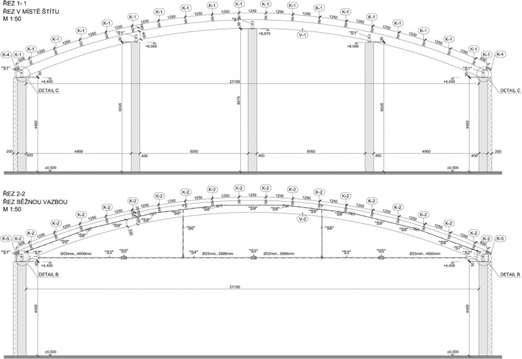 Obr. 1: Charakteristické řezy konstrukcí