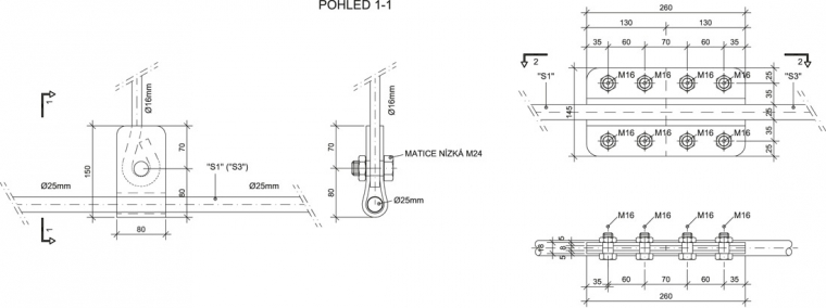 Obr. 5: Detaily táhel a jeho spoje