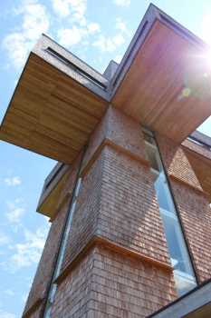 Rozhledna Jakobskreuz (Jakubův kříž) je opláštěna sádrovláknitými deskami fermacell 