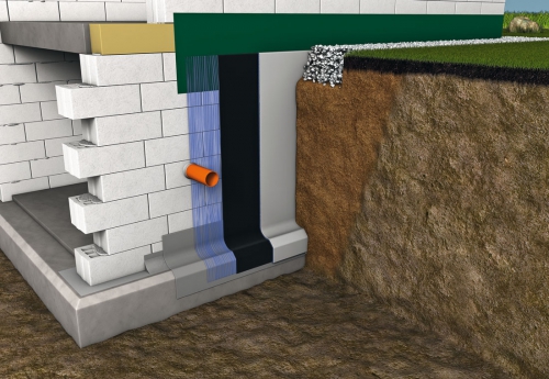 Obr. 1a: Stupně za vodou z vnějšku stavby: 1. stupeň: zemní vlhkost