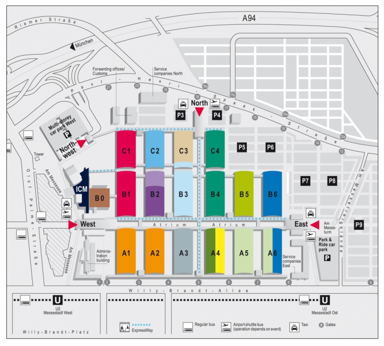 BAU 2017 – rozmístění hal