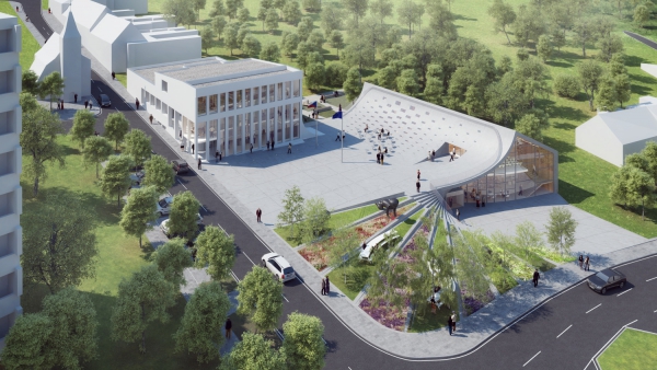 První cena a Hlavní cena společnosti Schindler – Martin Křivánek (FA ČVUT v Praze): Kulturně-společenské centrum s radnicí v Kohoutovicích