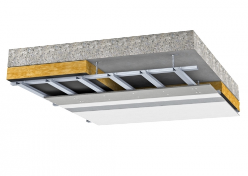 Obr. 4: Podhled s deskami fermacell Powerpanel H2O, ochrana podhledů proti působení povětrnostních vlivů s armovací tkaninou Powerpanel