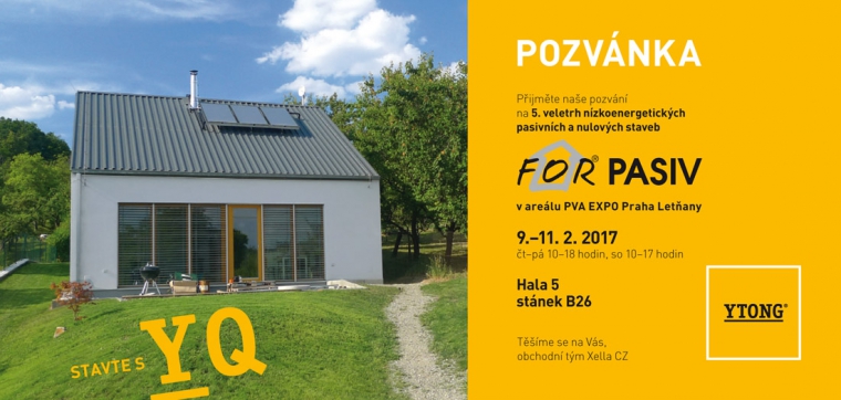 Pozvánka Ytongu na veletrh FOR PASIV 2017