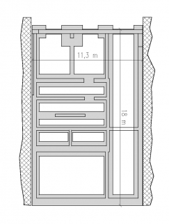 Obr. 10: Půdorysné zobrazení celých základů zhotovovaných v několika fázích a obdobích