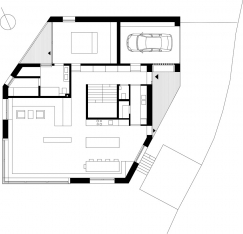 Obr. 1: Půdorys – hlavní podlaží, úroveň 0, byt rodiny