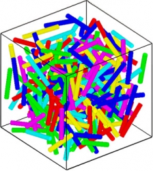 Obr. 3: Generování vláknových struktur pro výpočtové modelování na základě teorie her – ukázka nahodilých směrů vláken