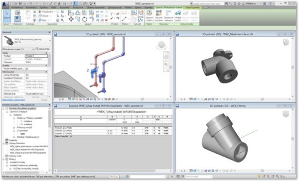 Obr. 3: PPR systém v prostředí programu Revit