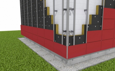 Schéma provětrávané fasády s izolačními deskami Wentirock