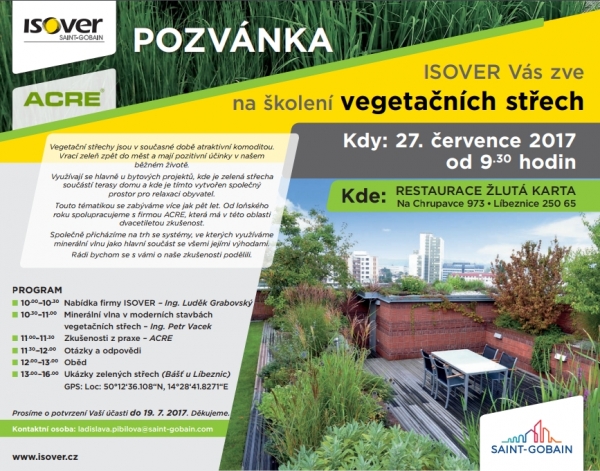 Vegetační střechy – školení Isover