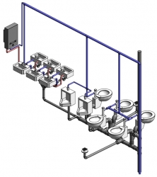 Obr. 1: 3D model sanitárního rozvodu