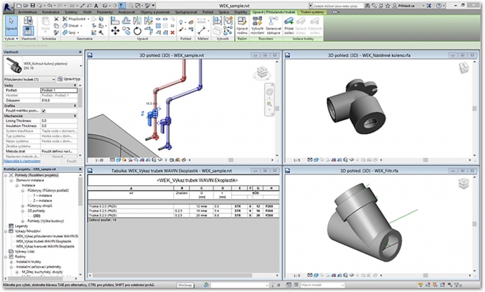 Obr. 3: PPR systém v prostředí programu Revit