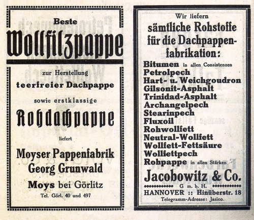 Obr. 14: Co se prodávalo pro úpravu asfaltů podle inzerátu z roku 1924