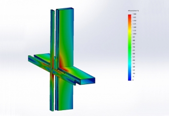 Obr. 6: Hustota tepelných toků detailu s nosičem typu C