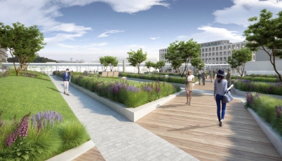 Nový vestibul stanice Masarykovo nádrží, vizualizace SUDOP Praha a Jakub Cigler Architekti