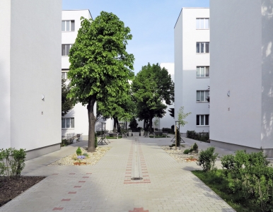 Obytný soubor Nová doba v Bratislavě; zateplení bylo provedeno resolovou izolací (Kingspan Kooltherm K5) 