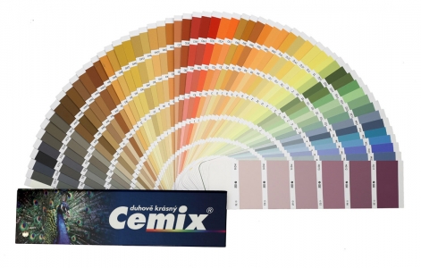 Omítka Activcem je dodávána v široké nabídce odstínů podle vzorníku Cemix Duhově krásný