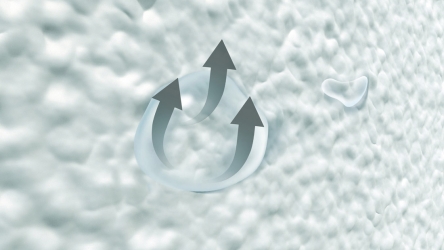 Rychlé schnutí. Díky „dvojitému efektu“, tedy velmi nízké savosti a současně vysoké propustnosti vodní páry, omítka rychle vysychá.