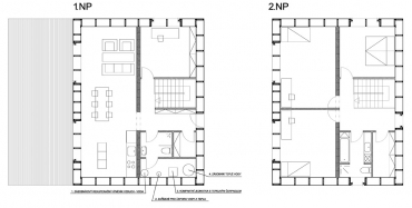 Obr. 3: Z půdorysů optimalizovaného domu je např. vidět snaha o minimalizaci délek vodovodních a kanalizačních vedení