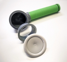 Koncovka flexibilních rozvodů upravená pro snadnější instalaci do sádrokartonu