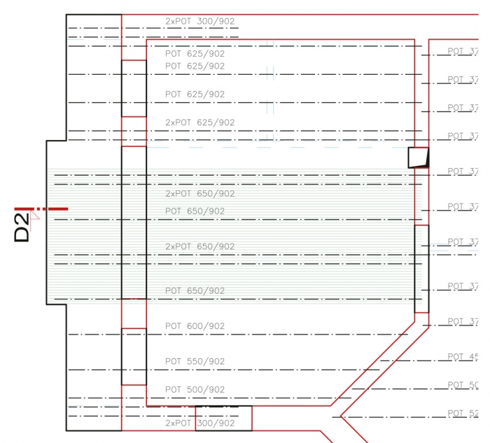 Obr. 14: Zvýšení trámů „protažením“ balkónu