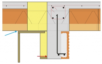 Obr. 20: Roletový překlad Porotherm KP Vario UNI pod balkónem