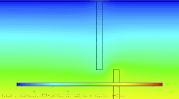 Obr. 24: Spoj na ozub, tl. 120 mm – spára 5 mm