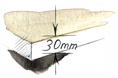 Obr. 5: Minimálna hrúbka plávajúceho poteru na báze síranu vápenatého
