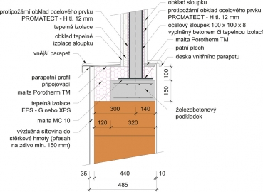 Obr. 8: Rohový sloupek – detailní finální provedení