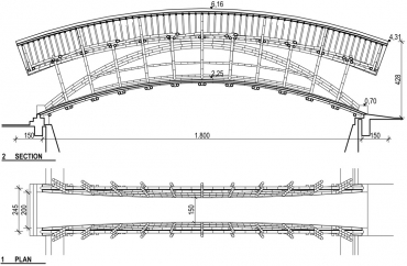 Obr. 5: Lávka v Solu, řez a půdorys