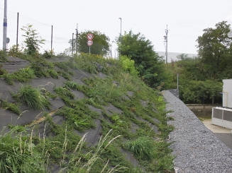 Obr. 5: Svah za zdí, povrch kryt fólií