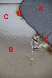 Obr. 1: Navařování nové záplaty na starou fólii