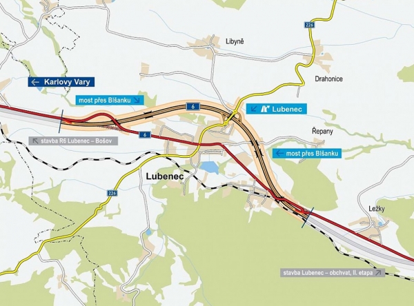 Mapa obchvatu Lubence