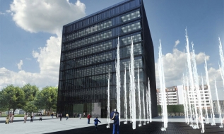 Moravskoslezská vědecká knihovna podle návrhu architektů Kuby a Pilaře