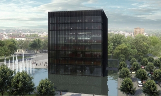 Moravskoslezská vědecká knihovna podle návrhu architektů Kuby a Pilaře