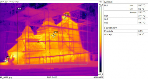 Obr. 17: Termografický snímek – severní pohled [4]