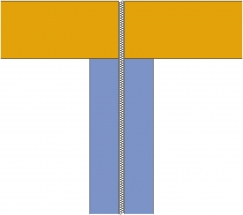 Obr. 8–10: Schematické příklady půdorysu návaznosti obvodové a meziobjektové stěny s různým vlivem na hodnotu korekce k1