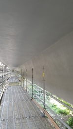 Detail mostovky po sanaci reprofilační maltou a po finálním nátěru