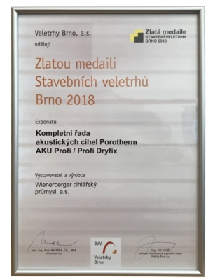 Zlatá medaile stavebních veletrhů Brno 2018