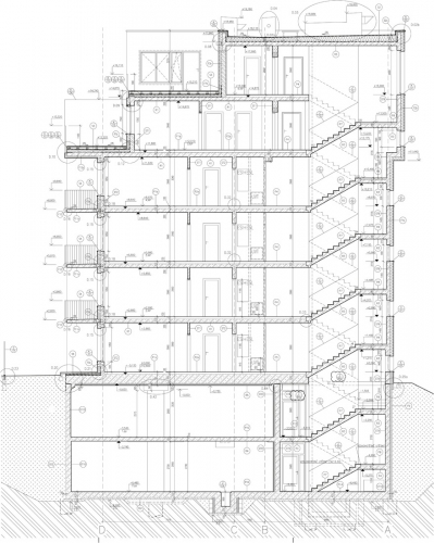 Obr. 2: Řez v místě schodiště