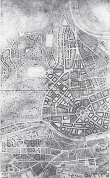 Návrh regulačního plánu Dejvic a Bubenče od Antonína Engela (1921)