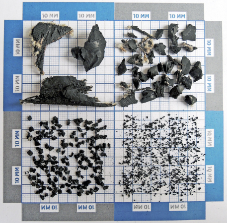 Obr. 2: Různé frakce granulátu