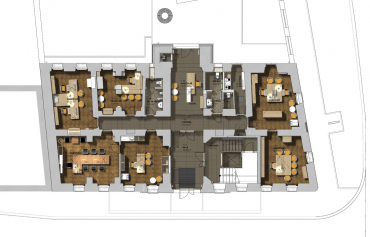 Půdorys 1. NP, kde sídlí městský úřad