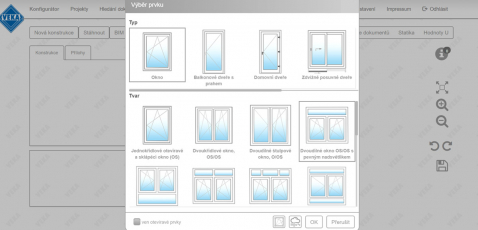 Výběr prvků pro funkci Konfigurátor WinDoPlan
