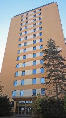 Obr. 4: Severní stěna zatepleného panelového domu postižená nárůstem řas přibližně jeden rok po ošetření systémem Balclean