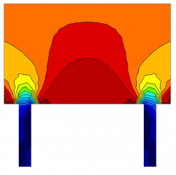 Obr. 3: D oblasti v přechodu sloupového nosného systému na stěnový