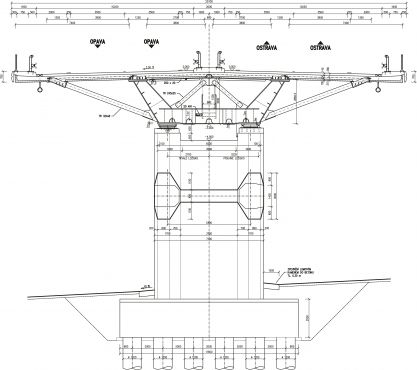 Obr. 1: Příčný řez mostem