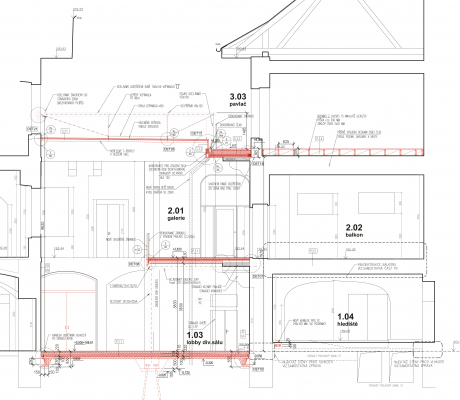 Obr. 2: Řez prostorem dvorany